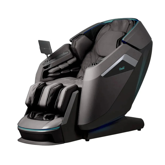 Massage chair with gray and black design on a white background