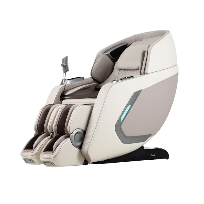 Beige massage chair on a white background