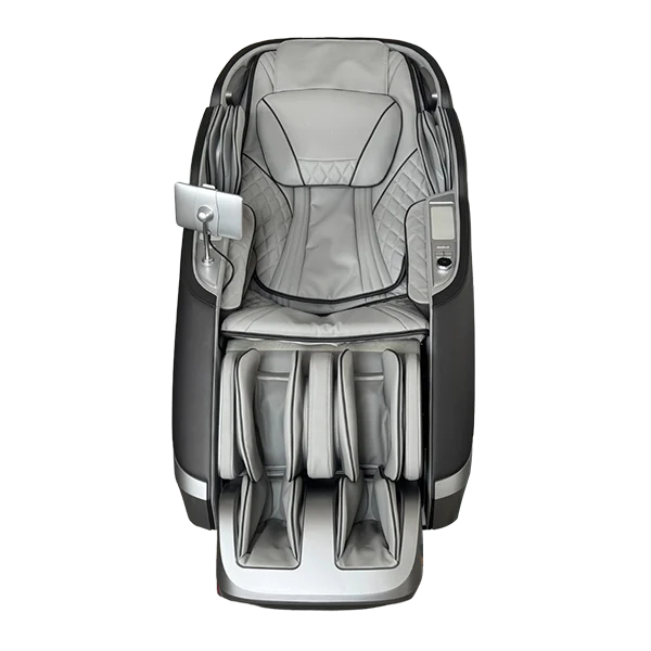 Infinity Sensation 4D DualFlex Silver and Gray front view showing foot wells and lower-body massage areas
