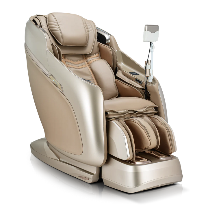JP Medics KaZe Duo massage chair in Beige and Champagne, angled view