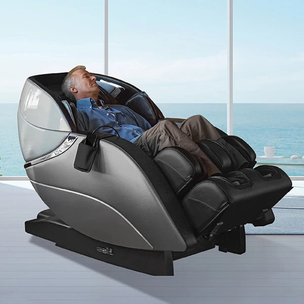 Infinity Gen Max 4D massage chair reclined with a user in a home setting
