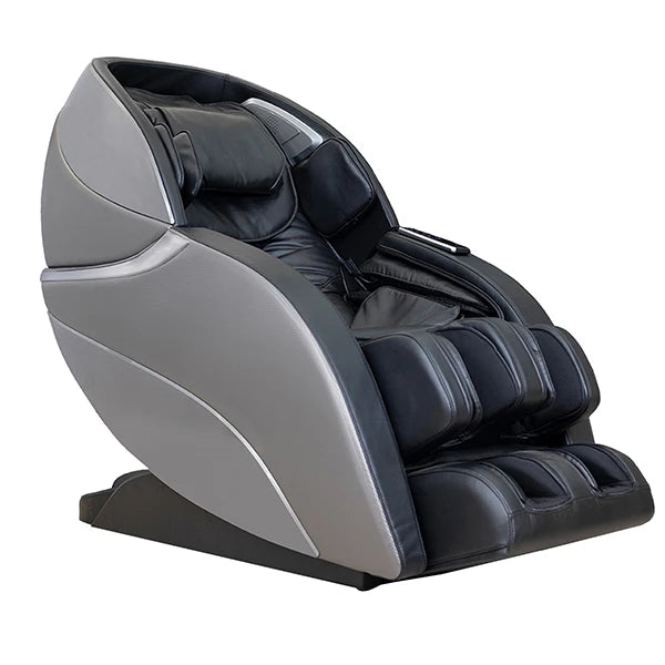 Gray massage chair with black accents on a white background