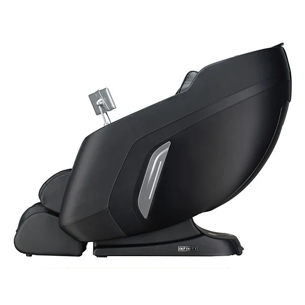 Infinity Zenara Black/Black side profile used to explain the L-track massage path