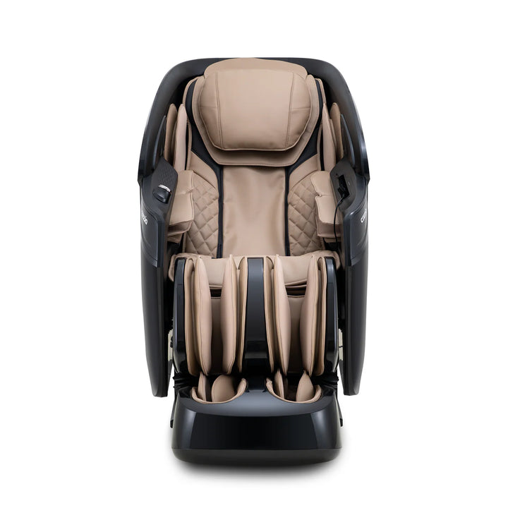 Cozzia Fusion Pro front view showing the massage chair body and leg rest