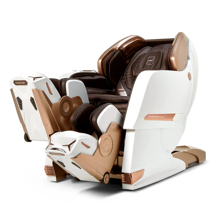Bodyfriend Phantom Rovo massage chair showing the independent left and right leg units