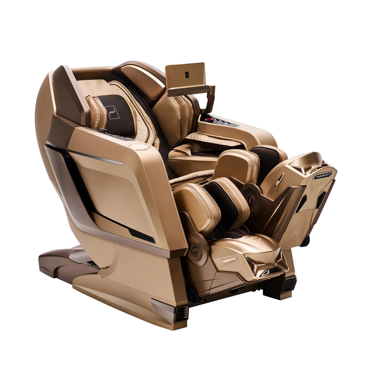 Bodyfriend Pharaoh Q massage chair shown from a three-quarter angle with independent leg sections
