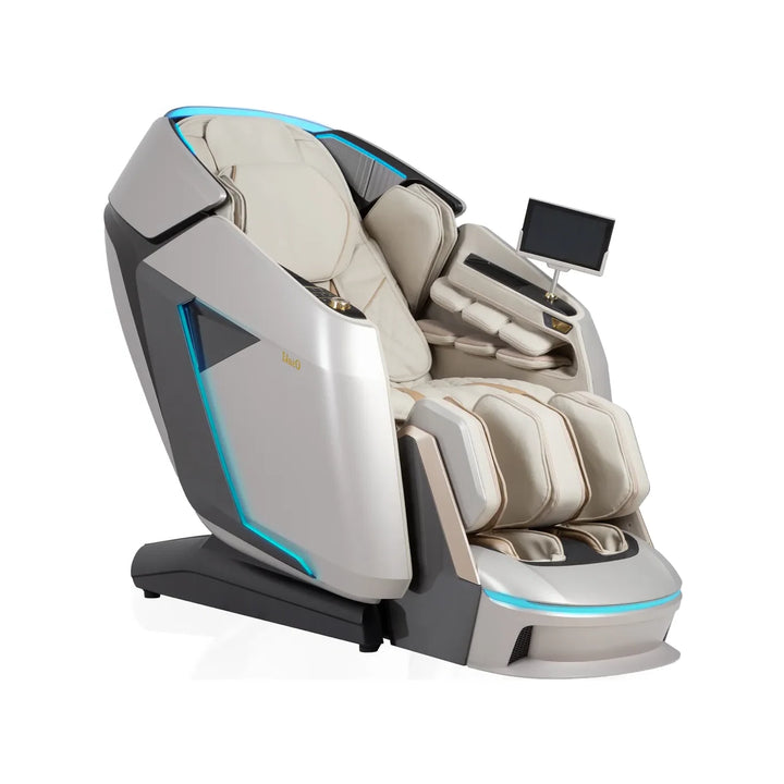 Beige Osaki Grand Duo 4D+4D massage chair in a front three-quarter view