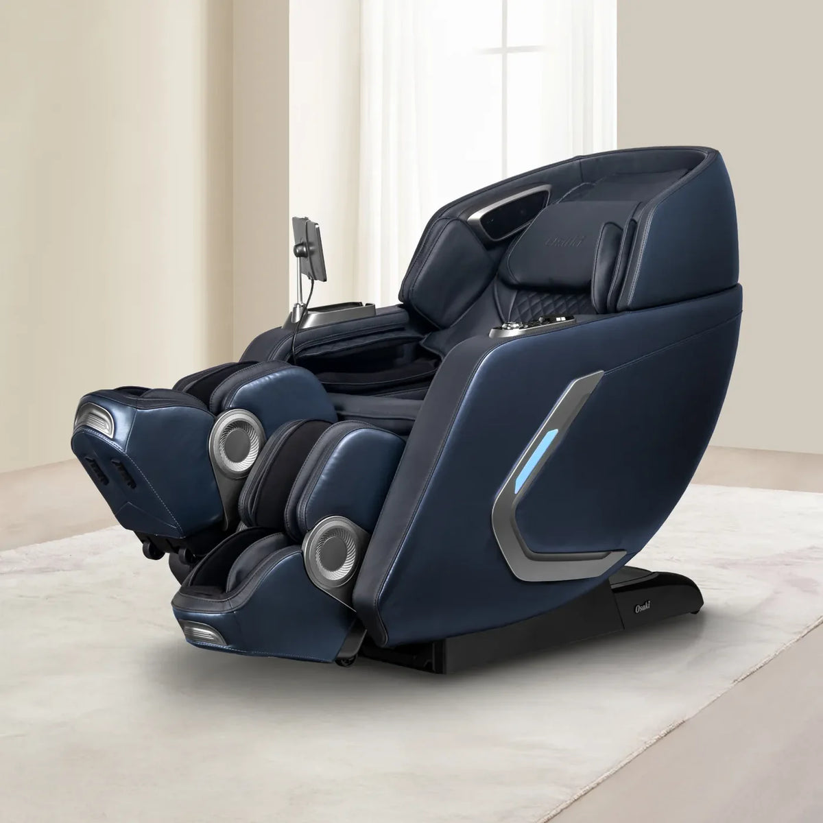 Osaki 4D+3D Bravo Duo Flex massage chair in a premium home wellness room