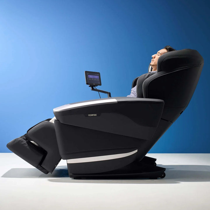 Fujiiryoki Cyber Relax AI JP-4100 shown reclined in the Total Relax Position