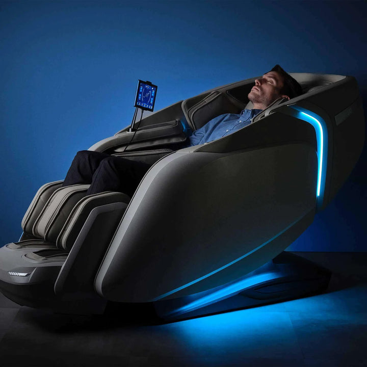 Fujiiryoki Cyber Relax Elite MR7500 reclined with LED lighting